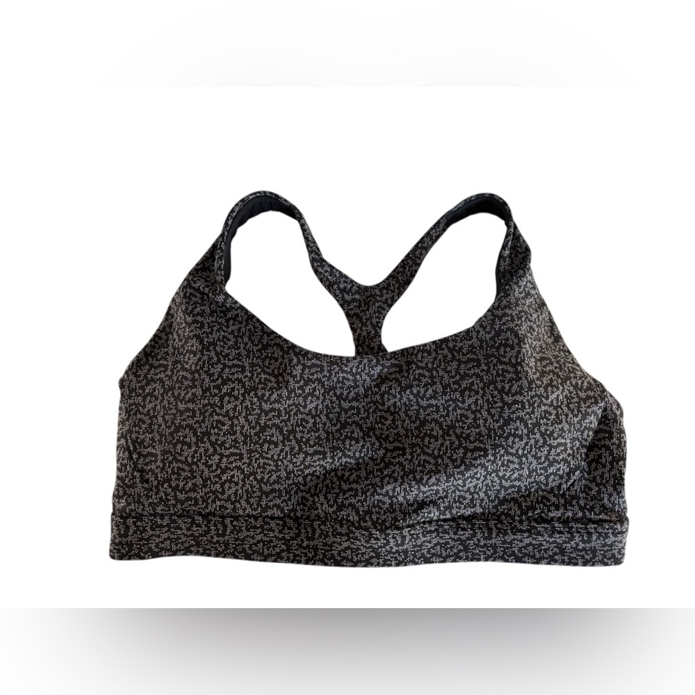 Athleta Black and Gray Patterned Sports Bra